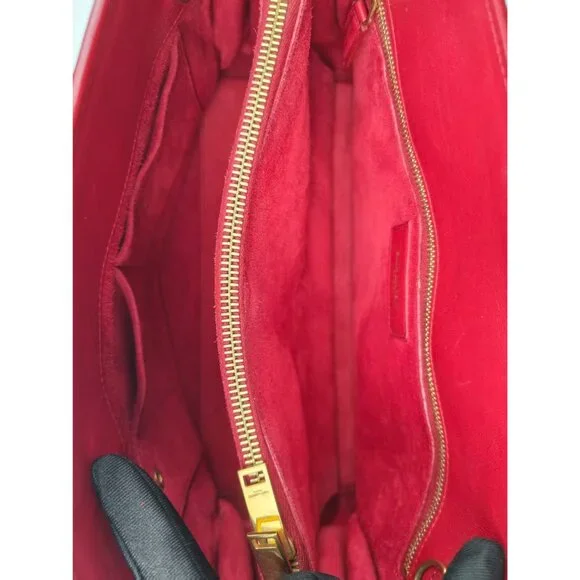 Pre-owned Yves Saint Laurent Calfskin Small Sac de Jour Handbag Red - Picture 8 of 16